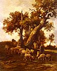 Sheep At Pasture by Charles Emile Jacque